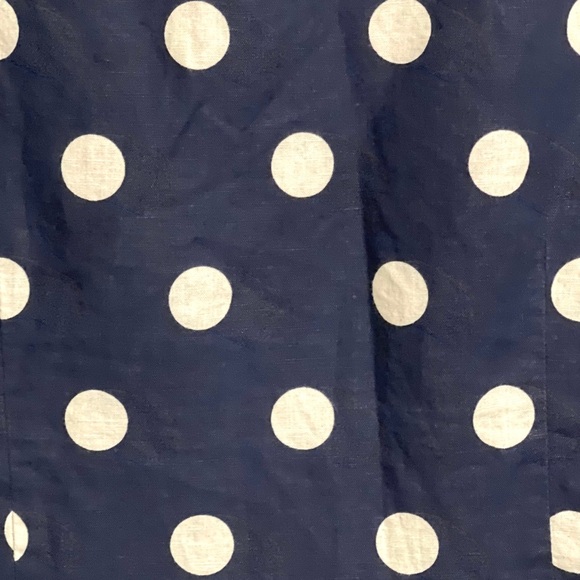 J. Crew Navy Blue White Polka Dot Linen Cotton Peplum Top Size 12 - Picture 5 of 10